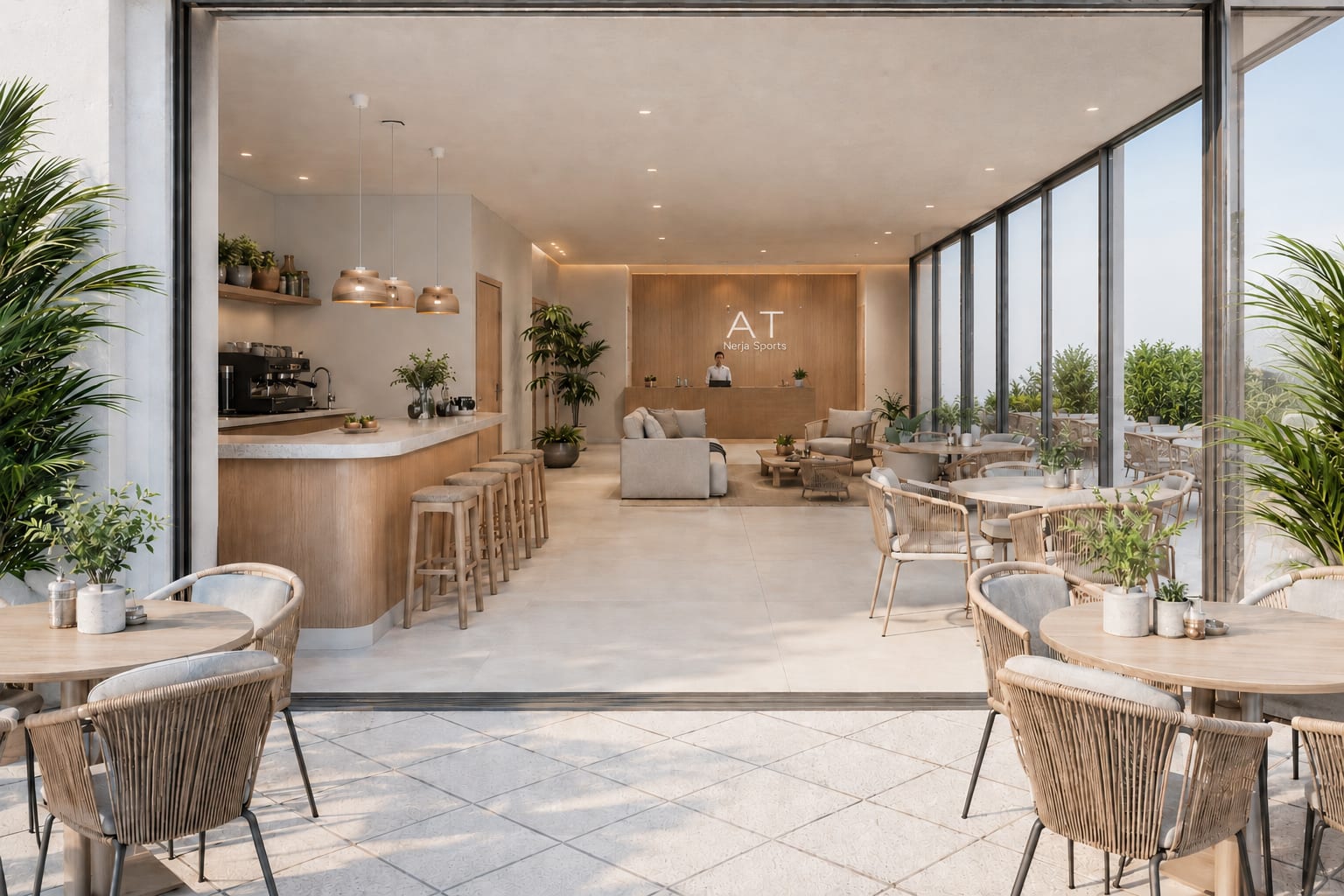 Cafetería del edificio junto a la recepción